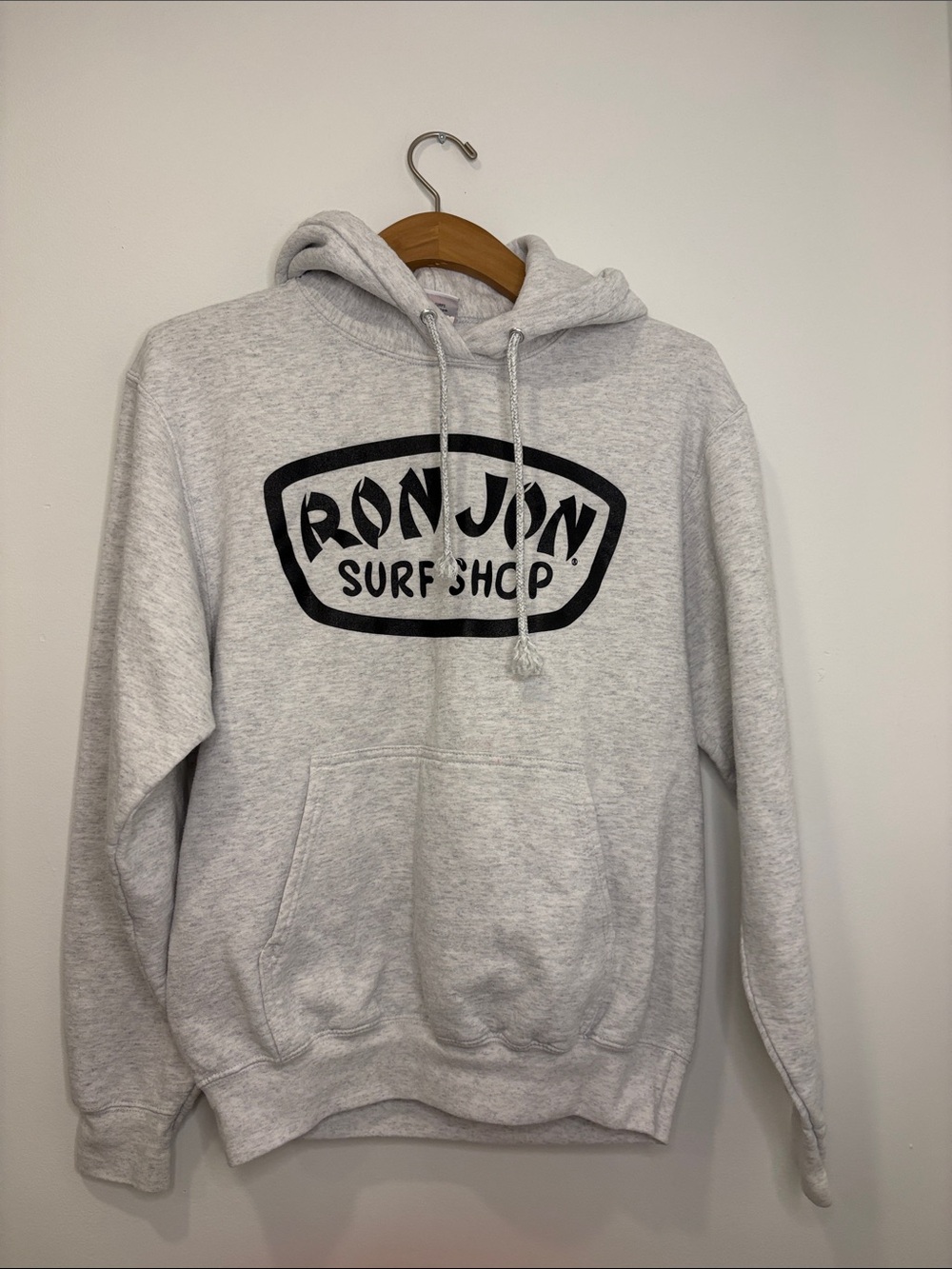 Ron Jon Light Gray Pullover Hoodie with Black Logo
